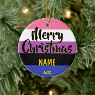 Genderfluid Pride Flag Personalisierte Weihnachten Keramik Ornament