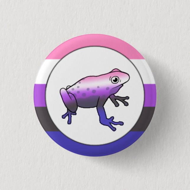 Genderfluid Pride Frog Button (Vorderseite)