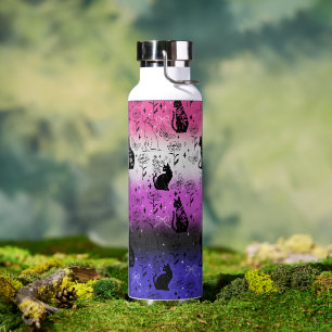 Genderfluid Pride Schwarze Katze - Mystisch Witchy Trinkflasche