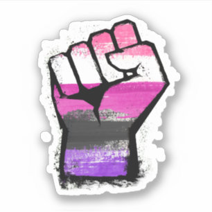 Genderfluid Protestfaust Aufkleber