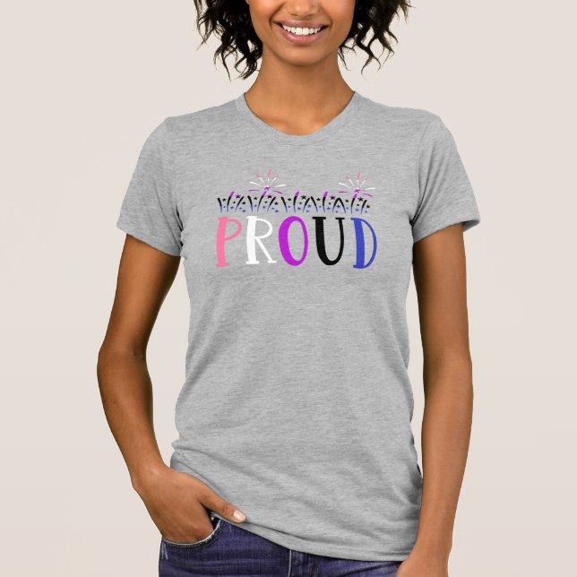 Genderfluid PROUD Fireworks LGBTQ T-Shirt (Vorderseite)