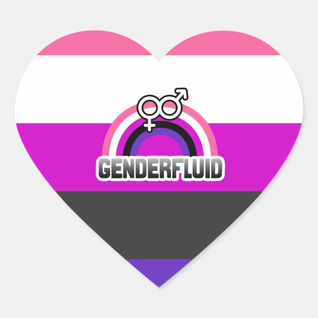 GENDERFLUID RAINBOW Herz-Aufkleber (Vorderseite)