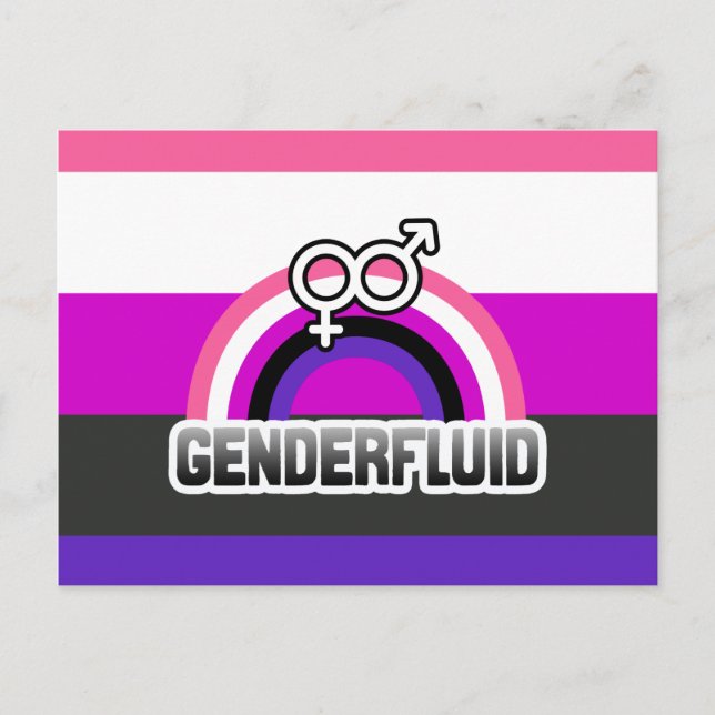 GENDERFLUID RAINBOW POSTKARTE (Vorderseite)