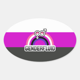 GENDERFLUID REGENBOGEN OVALER AUFKLEBER