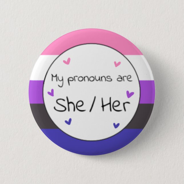 Genderfluid She/her Pronoun-Button Button (Vorderseite)