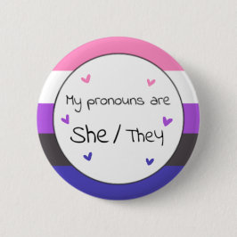 Genderfluid She/they Pronoun Button