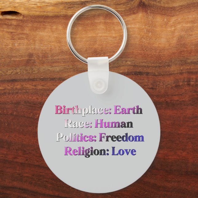 Genderfluid Stolz - Geburtsort: Erde. Rasse: Mensc Schlüsselanhänger (Vorderseite)