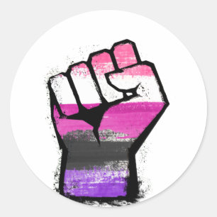 Genderfluid Stolzfaust Runder Aufkleber