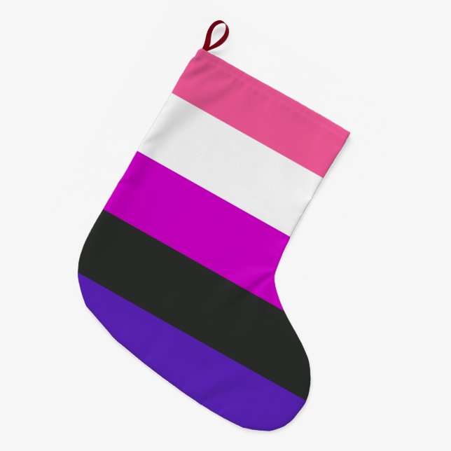 Genderfluid-Strichflagge Großer Weihnachtsstrumpf (Vorderansicht (hängend))