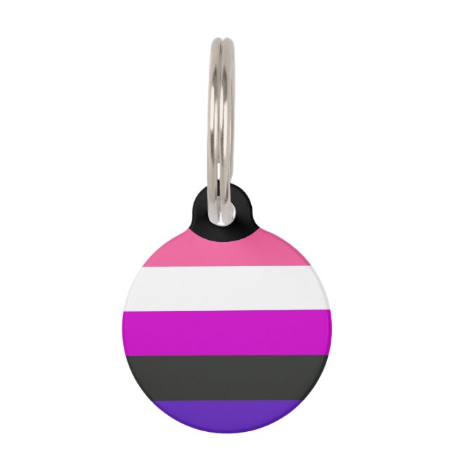 Genderfluid-Strichflagge Haustiermarke (Vorderseite)