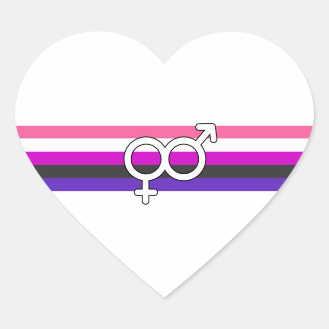 Genderfluid-Strichflagge Herz-Aufkleber (Vorderseite)