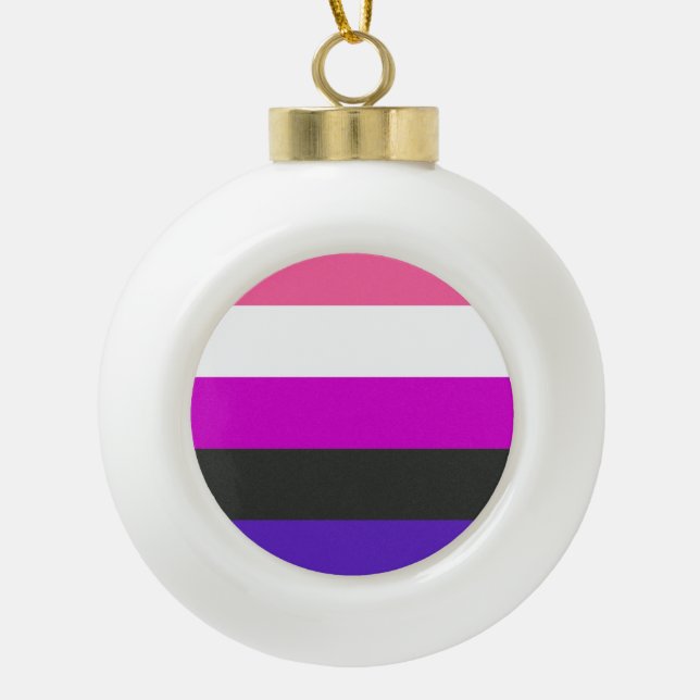 Genderfluid-Strichflagge Keramik Kugel-Ornament (Vorderseite)