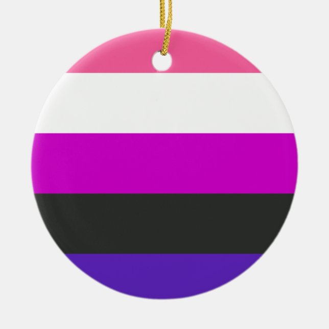Genderfluid-Strichflagge Keramik Ornament (Vorne)
