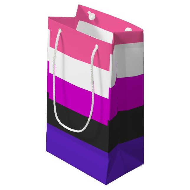 Genderfluid-Strichflagge Kleine Geschenktüte (Vorderseite Schrägansicht)