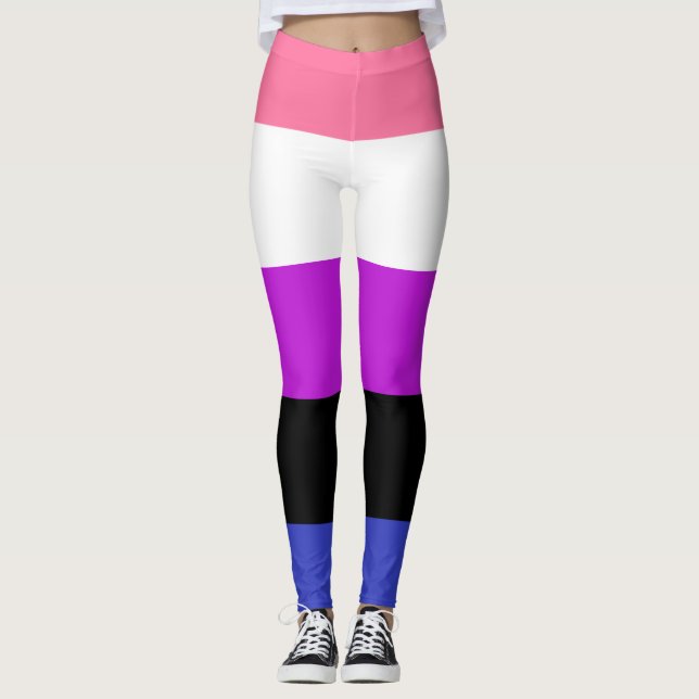 Genderfluid-Strichflagge Leggings (Vorderseite)