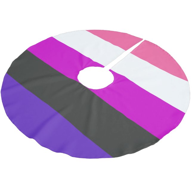Genderfluid-Strichflagge Polyester Weihnachtsbaumdecke (Schrägansicht)