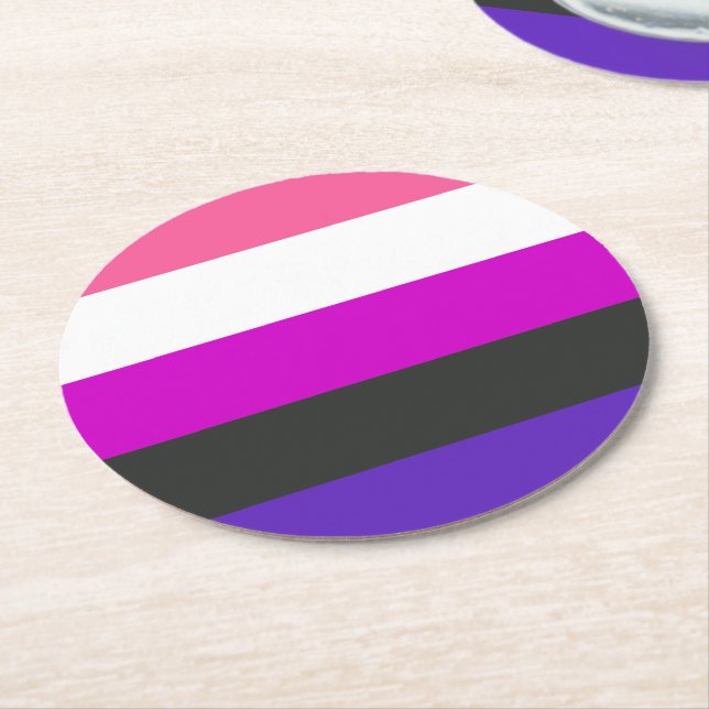Genderfluid-Strichflagge Runder Pappuntersetzer (Angewinkelt)