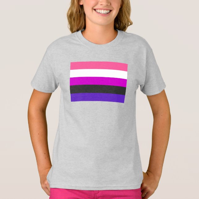 Genderfluid-Strichflagge T-Shirt (Vorderseite)