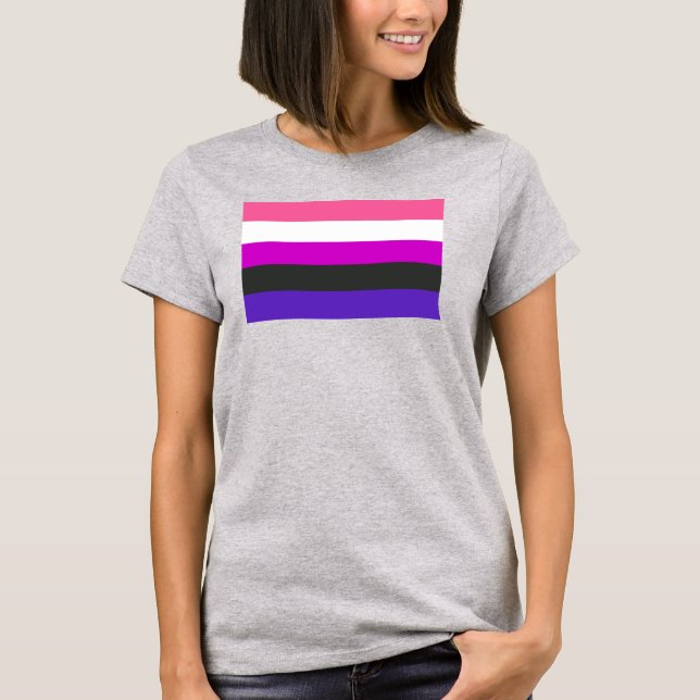 Genderfluid-Strichflagge T-Shirt (Vorderseite)