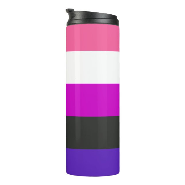 Genderfluid-Strichflagge Thermosbecher (Nach rechts gedreht)