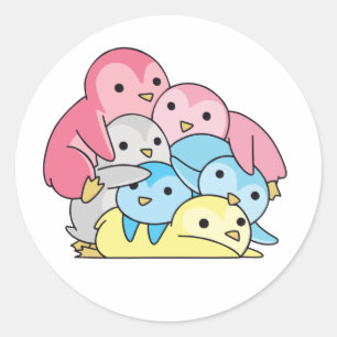 Genderflux Flag Pride Lgbtq Niedlicher Pinguin Cla Runder Aufkleber