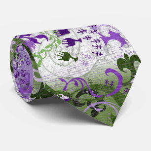Genderqueer Dragon Damask - Genderqueer Pride Flag Krawatte