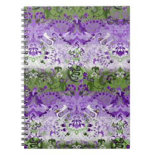 Genderqueer Dragon Damask - Genderqueer Pride Flag Notizblock