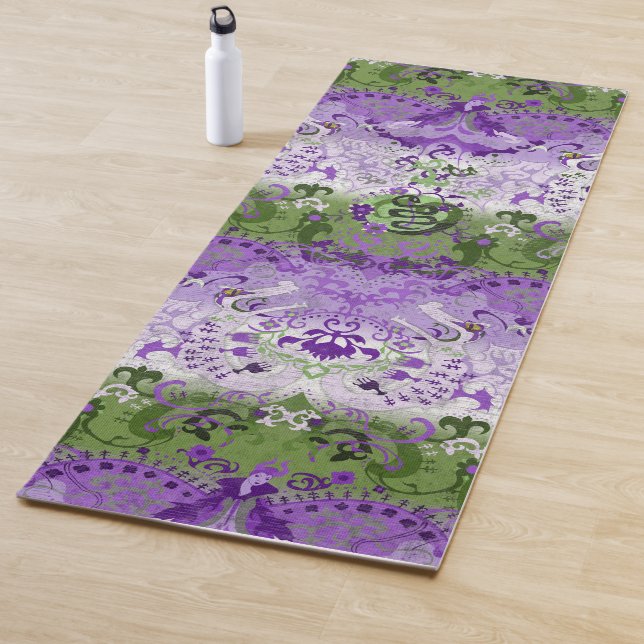 Genderqueer Dragon Damask - Genderqueer Pride Flag Yogamatte (Beispiel)