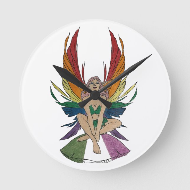 Genderqueer Fee Runde Wanduhr (Vorderseite)
