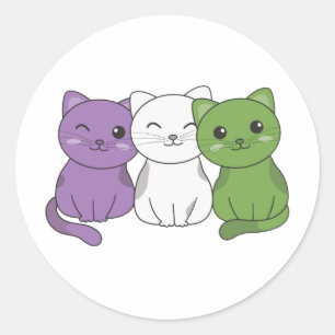 Genderqueer Flag Kat Pride Lgbtq Niedlich Cat Clas Runder Aufkleber