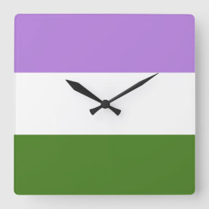 GENDERQUEER FLAG ORIGINAL -.png Quadratische Wanduhr