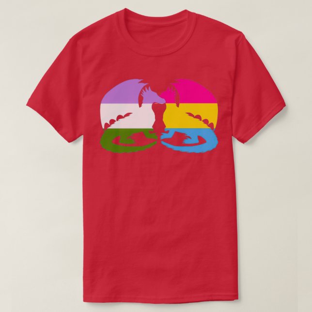 Genderqueer Pansexual Pride Dragons T-Shirt (Design vorne)