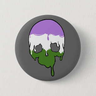 Genderqueer Pride Driving Skull Button