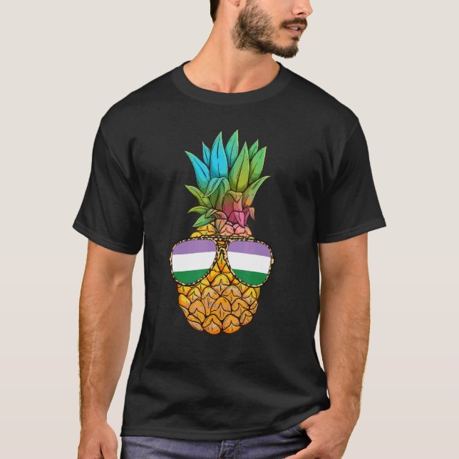 Genderqueer Pride Flag Ananas Genderqueer T-Shirt (Vorderseite)