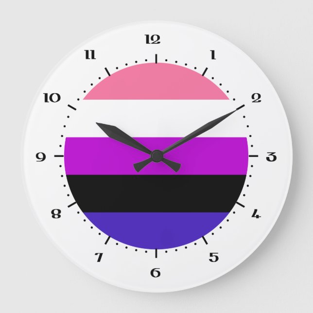 Genderqueer Pride Flag Große Uhr (Vorderseite)