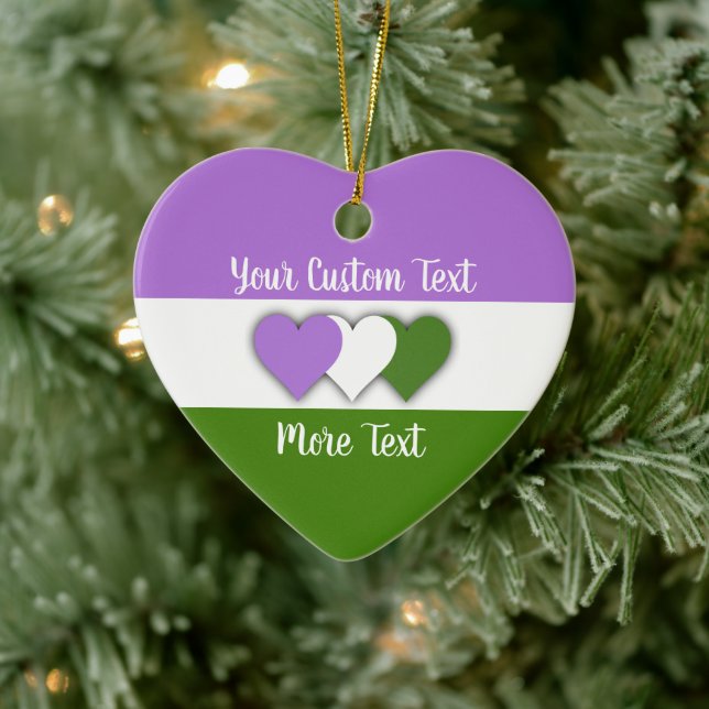 Genderqueer pride flag with text ceramic ornament (Baum)