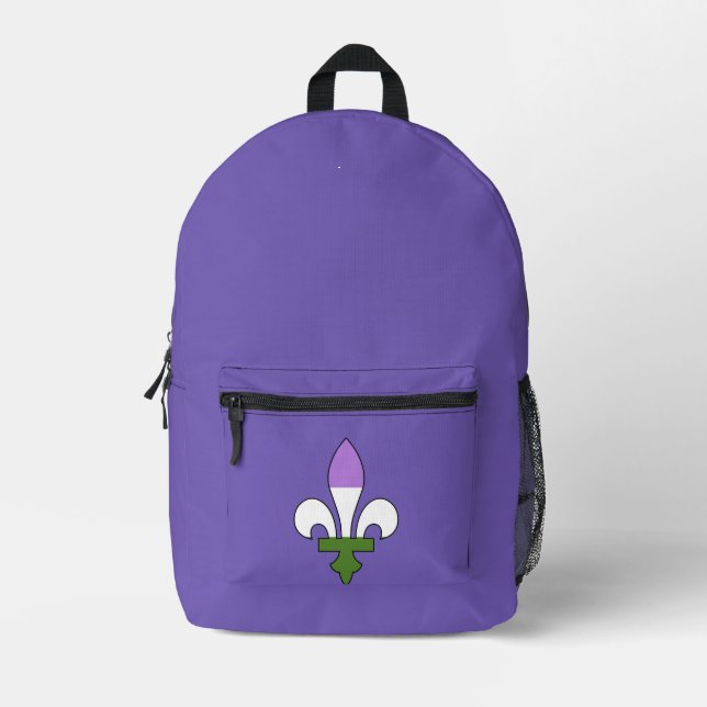 Genderqueer pride fleur-de-lis  bedruckter rucksack (Vorderseite)