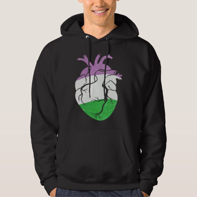 Genderqueer Pride Heart Flag Hoodie (Vorderseite)
