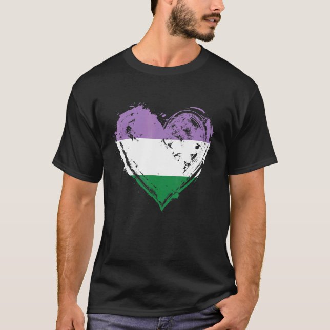 Genderqueer Pride Heart Flag T-Shirt (Vorderseite)