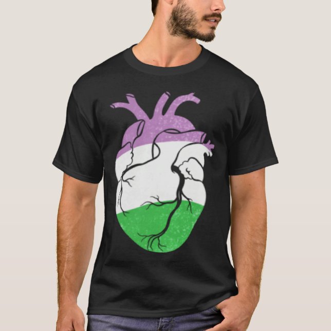 Genderqueer Pride Heart Flag T-Shirt (Vorderseite)