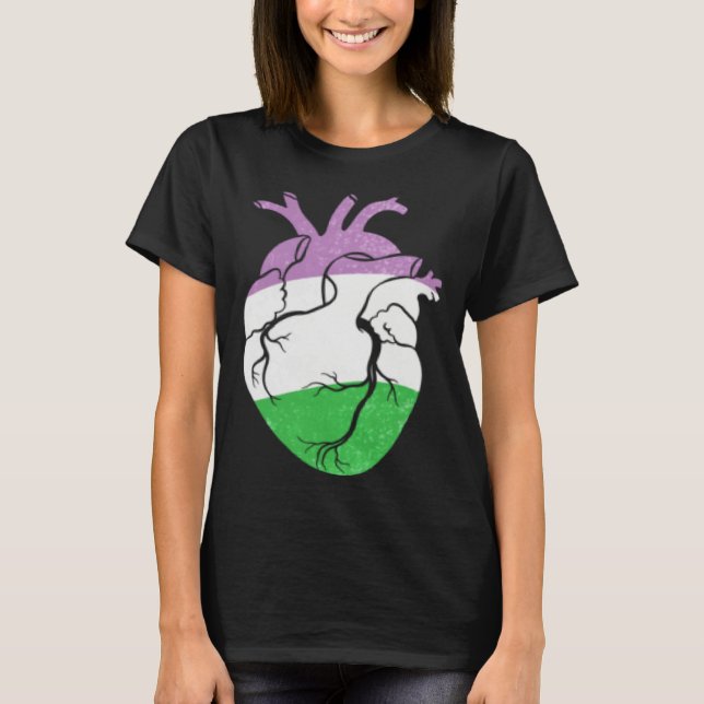 Genderqueer Pride Heart Flag T-Shirt (Vorderseite)