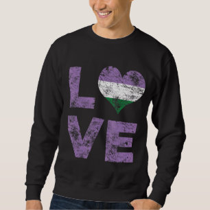 Genderqueer Pride Liebe Herz Vintage Flagge Sweatshirt