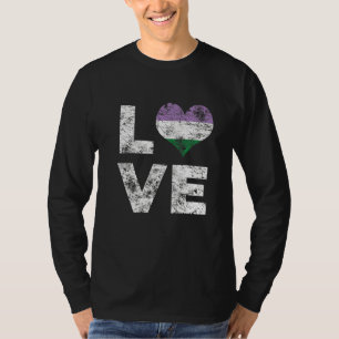 Genderqueer Pride Liebe Retro Herzinsuffizienz T-Shirt