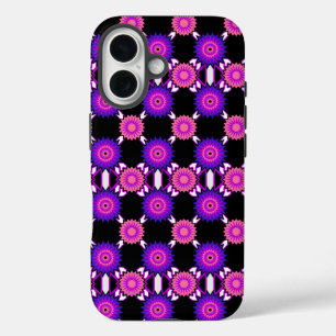 Genderqueer Stolz / Schwarzer Spiegel Blume Muster iPhone 16 Hülle