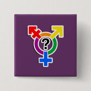 GENDERQUEER SYMBOL-REGENBOGEN 3D BUTTON
