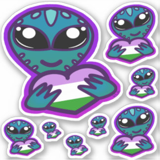 Genderqueer und Proud Alien Stickers Aufkleber