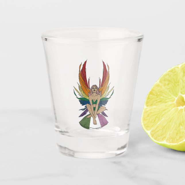 Genderqueere Fee Schnapsglas (Vorderseite)