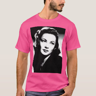 Gene Tierney Linocut in Schwarz-weiß T-Shirt