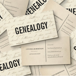 Genealoge Historischer Forscher Vintage-Schrift Visitenkarte