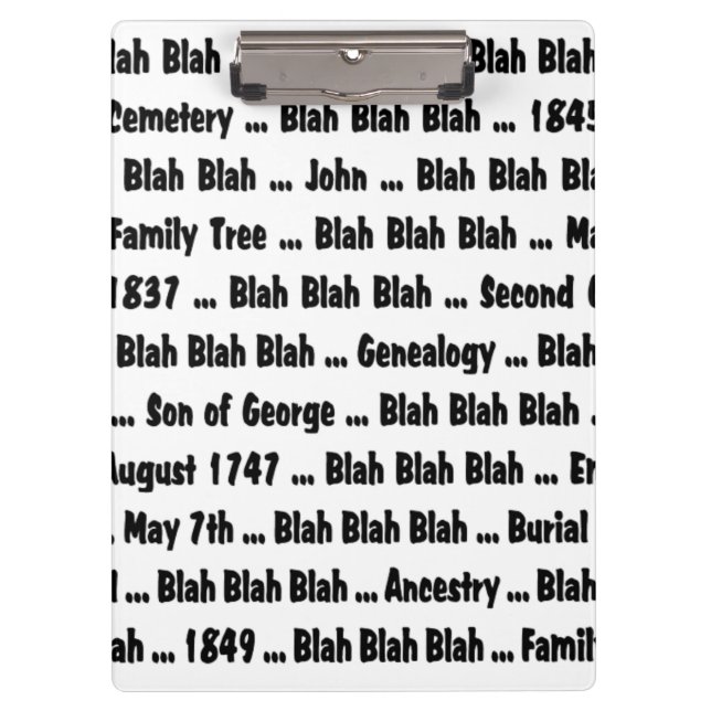 Genealogie Blah Blah Blah Blah Klemmbrett (Vorderseite)